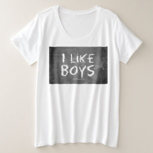 Camiseta Plus Size SlipperyJoe's Eu Gosto de Meninos quadro-negro suj