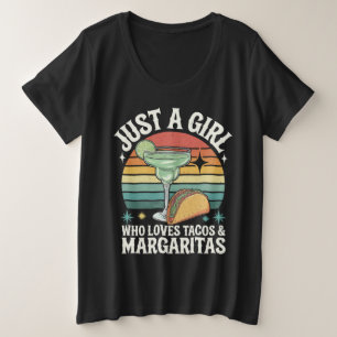 Camiseta Plus Size Só Uma Rapariga Que Ama Tacos E Margarita Mexicano