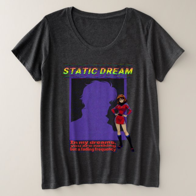 CAMISETA PLUS SIZE SONHO ESTÁTICO (Frente do Design)