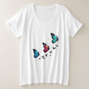 Camiseta Plus Size Sonhos de Borboleta Asas Pastel Uma Ascensão Suave