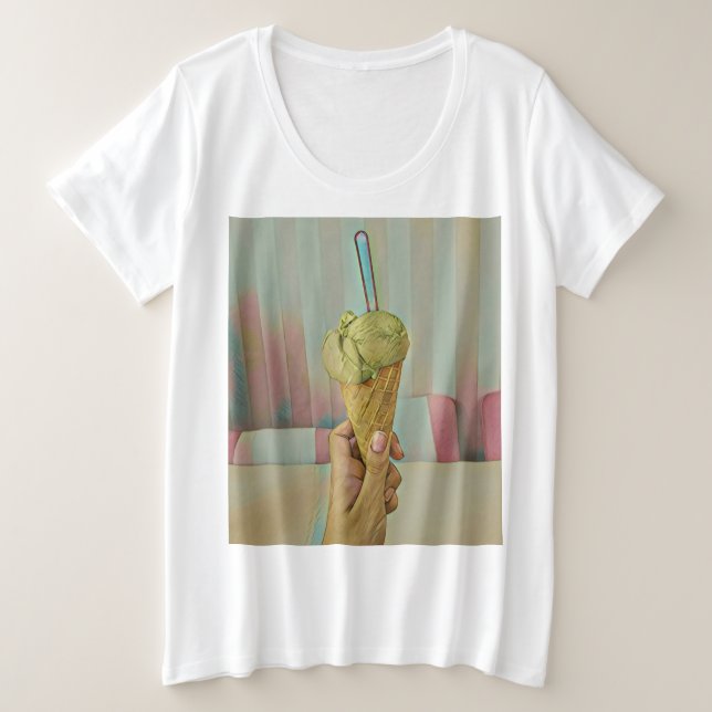 Camiseta Plus Size Sorvete de chocolate (Frente do Design)