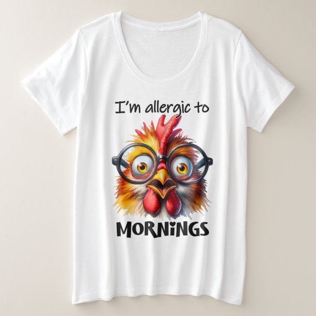 Camiseta Plus Size Sou alérgico às manhãs! (Frente do Design)