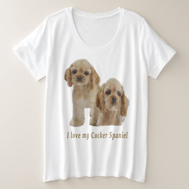 Camiseta Plus Size spaniels de cocker (Frente do Design)