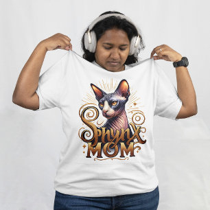 Camiseta Plus Size Sphynx Cat Mamãe Branca de Moda