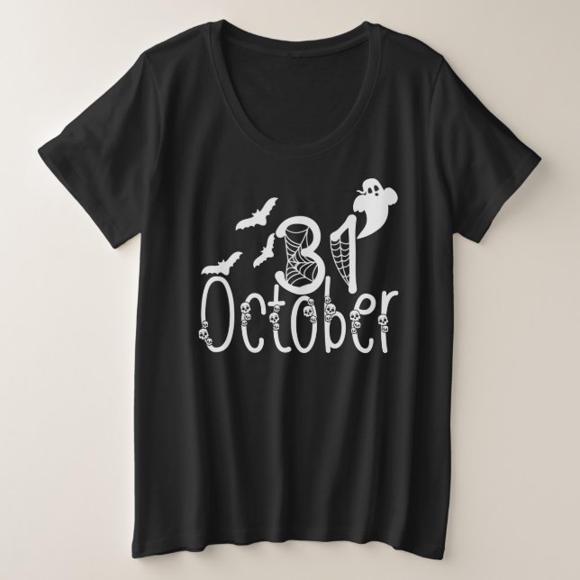Camiseta Plus Size Spooky Halloween 31 de outubro (Frente do Design)