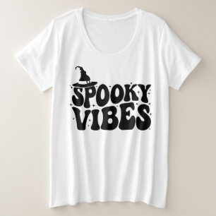 Camiseta Plus Size Spooky Vibes, Halloween Mulheres