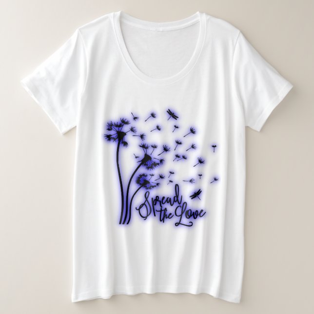 Camiseta Plus Size Spread The Love Dandelions and Dragonflies (Frente do Design)