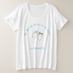 Camiseta Plus Size Sr & Sra Flores Azuis Chinelos de Praia Casamento