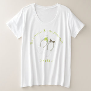 Camiseta Plus Size Sr & Sra Green Flores Chinelos de Praia Casamento