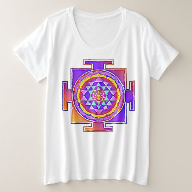 Camiseta Plus Size Sri Yantra - Símbolo hinduísmo Design 1 (Frente do Design)