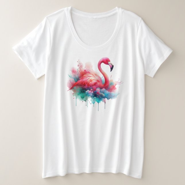 Camiseta Plus Size Sublimação Flamingo-95158 (Frente do Design)