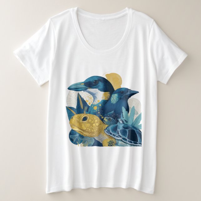 Camiseta Plus Size Summer Animals Beach T-Shirt Gift (Frente do Design)