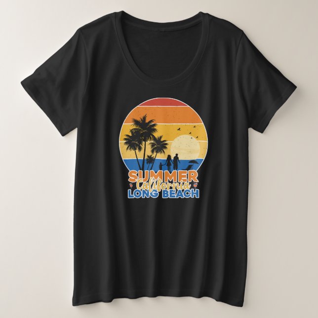 Camiseta Plus Size Summer California Long Beach-66594 (Frente do Design)