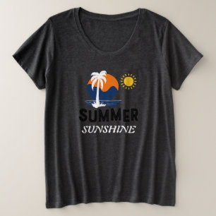 Camiseta Plus Size Summer Sunshine Mais Tamanho Mulheres