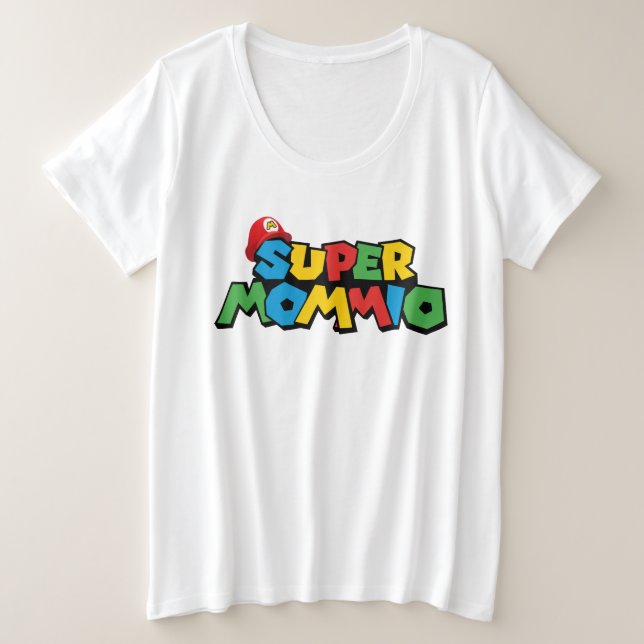 Camiseta Plus Size Super Mommio para a melhor mãe (Frente do Design)