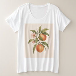Camiseta Plus Size Sweet as a Peach | Vintage Peach Botanical Design