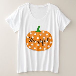 Camiseta Plus Size T Curvy da acção de graças grata da abóbora da