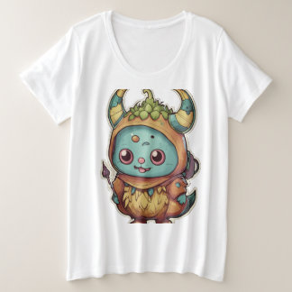 Camiseta Plus Size T-Shirt"Autocolante monstro funky - Flam vibrante