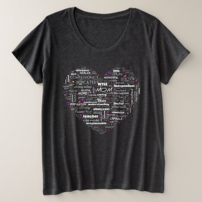 Camiseta Plus Size T-Shirt do Coração da mãe (Frente do Design)