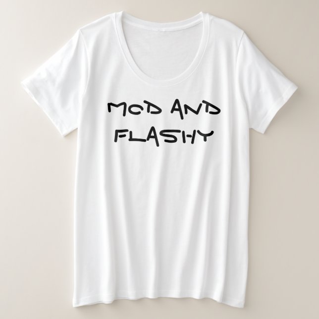 Camiseta Plus Size T-Shirt Mod e Flashy (Frente do Design)