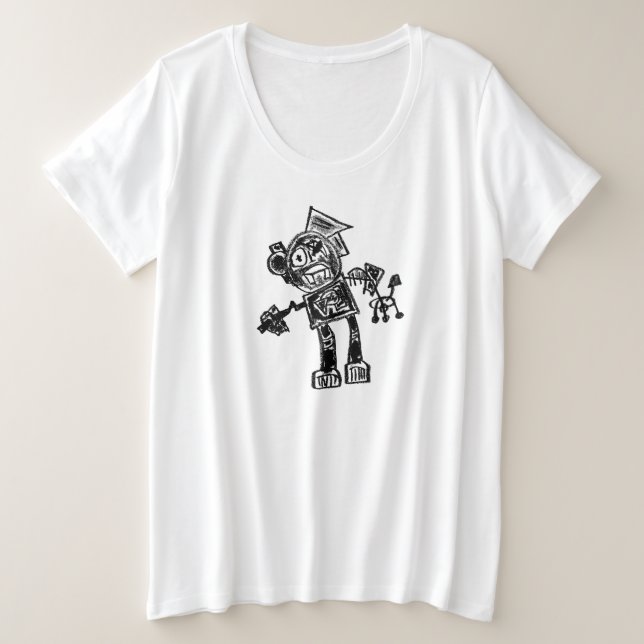Camiseta Plus Size T-shirt Robot Press & Gripper (Frente do Design)