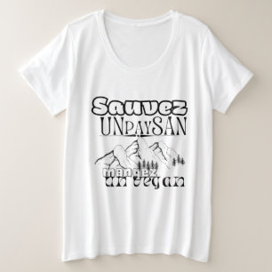 Camiseta Plus Size T-shirt sauvez un paysan mangez un vegan 