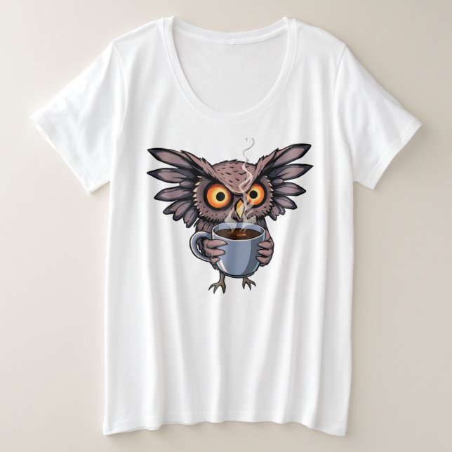 Camiseta Plus Size T-Shirt Wise Owl Lover Café (Frente do Design)