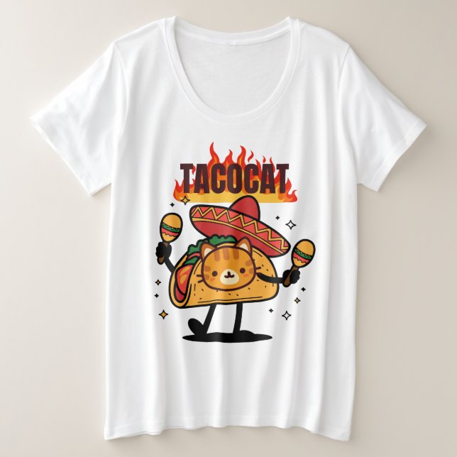 Camiseta Plus Size Tacocat Ortografado Para Trás É Tacocat (Frente do Design)