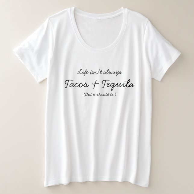 Camiseta Plus Size Tacos e Tequila (Frente do Design)
