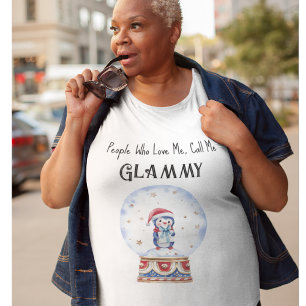 Camiseta Plus Size Tamanho Mais Personalizado Vovó Neve Globo Comfy T