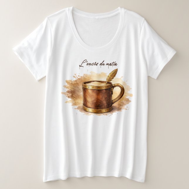 Camiseta Plus Size Tasse l'encre du matin (Frente do Design)