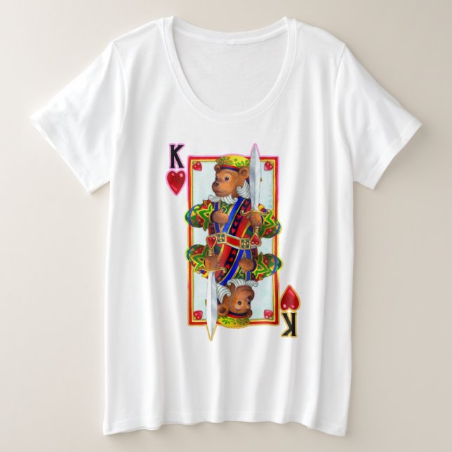 Camiseta Plus Size Teddy Bear King of Hearts (Frente do Design)