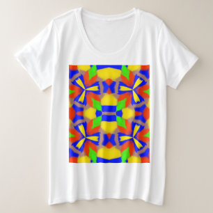 Camiseta Plus Size Tee Abstrato básico, de formato majorado, feminino