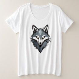Camiseta Plus Size Tee do rosto do lobo feroz - Negrito e Na moda por