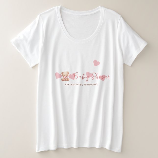 Camiseta Plus Size Tema do chá de fraldas Personalizado (Frente do Design)