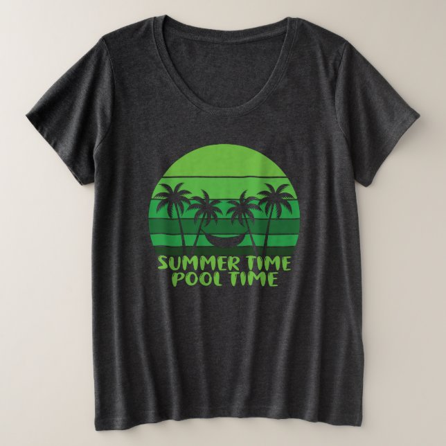 CAMISETA PLUS SIZE TEMPO DE PISCINA DO VERÃO. (Frente do Design)