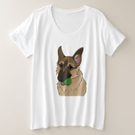 Camiseta Plus Size Tempo de Reprodução do german shepherd com a Bola