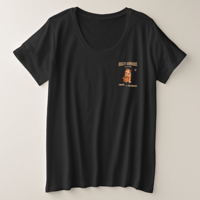 Camiseta Plus Size Testador de QA Humor de Gato (Frente do Design)