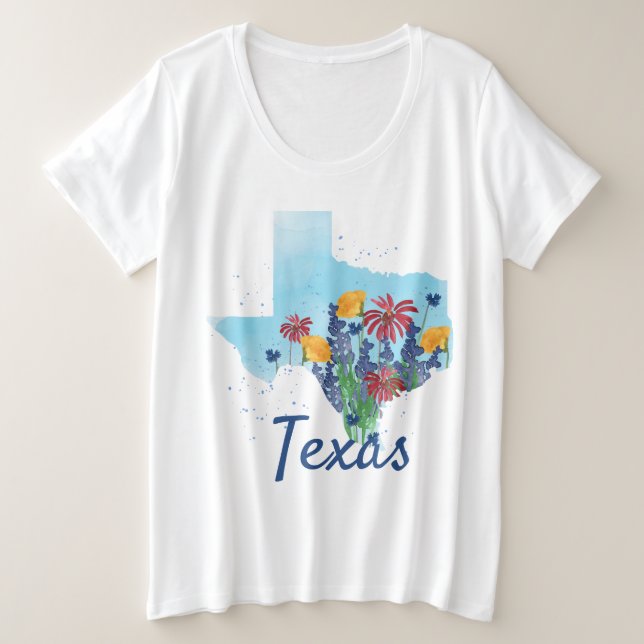 Camiseta Plus Size Texas Bluebonnet Wildflower (Frente do Design)