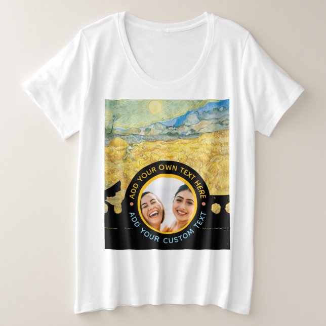 Camiseta Plus Size Texto de Foto Personalizado - Aniversário de Féria (Frente do Design)