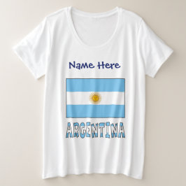 Camiseta Plus Size Texto Personalizado do Sinalizador Argentina Argen