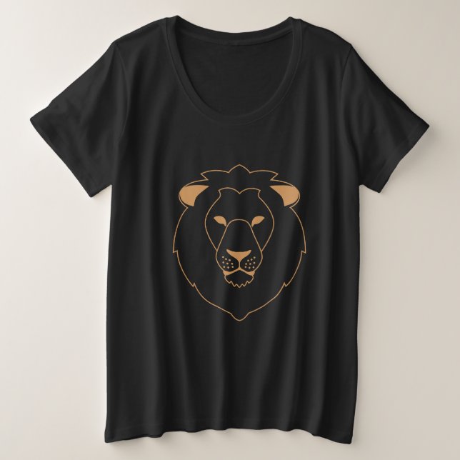 Camiseta Plus Size The Lion's Gaze: Golden Contour (Frente do Design)