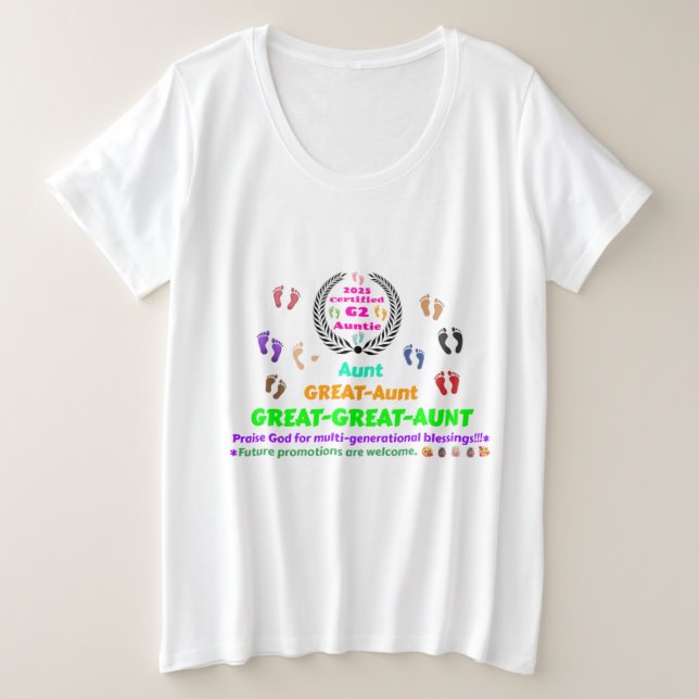 Camiseta Plus Size Tia Bisavó 2025 (G2) Comemorativa (Frente do Design)