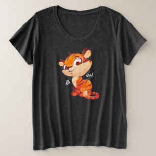 Camiseta Plus Size Tigre Fofo Seja Legal Desenho Animado