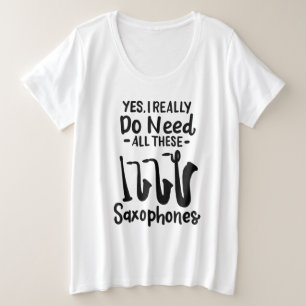 Camiseta Plus Size Tipos saxofone