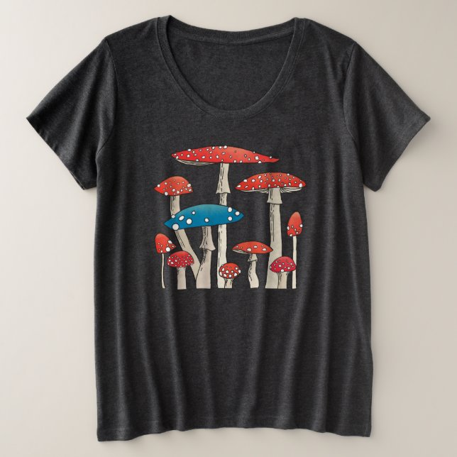 Camiseta Plus Size Toadstools Cogumelos (Frente do Design)