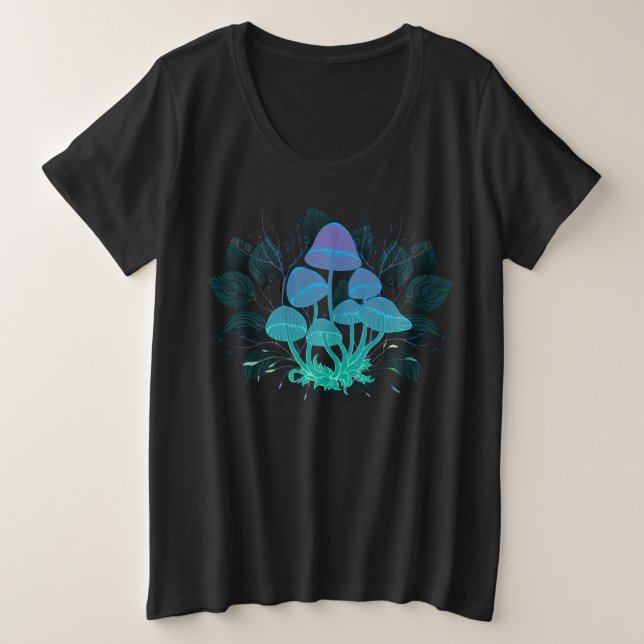 Camiseta Plus Size Toadstools em arbustos (Frente do Design)