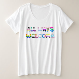 Camiseta Plus Size Todos os modos de boas-vindas LGBTQIA+ inclusão de