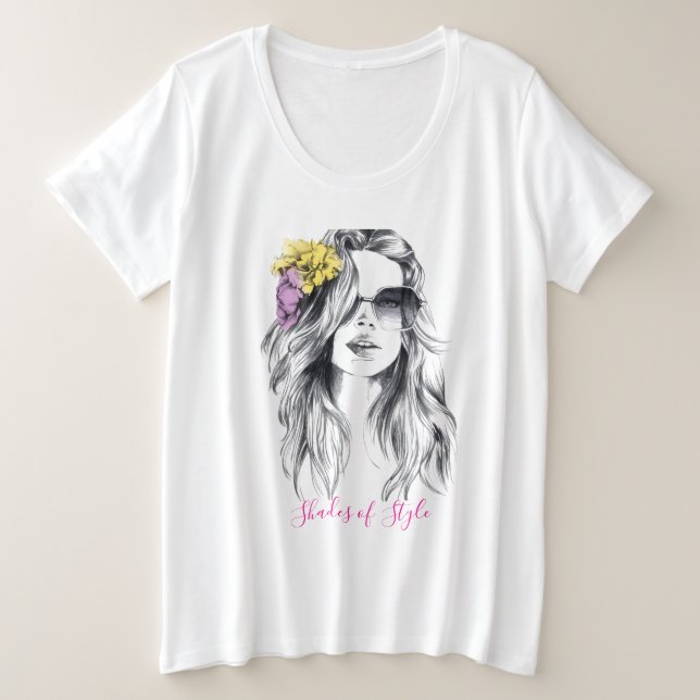 Camiseta Plus Size Tons florais (Frente do Design)