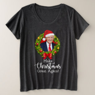 Camiseta Plus Size Torne o Natal Grande Novamente Trump MAGA presente